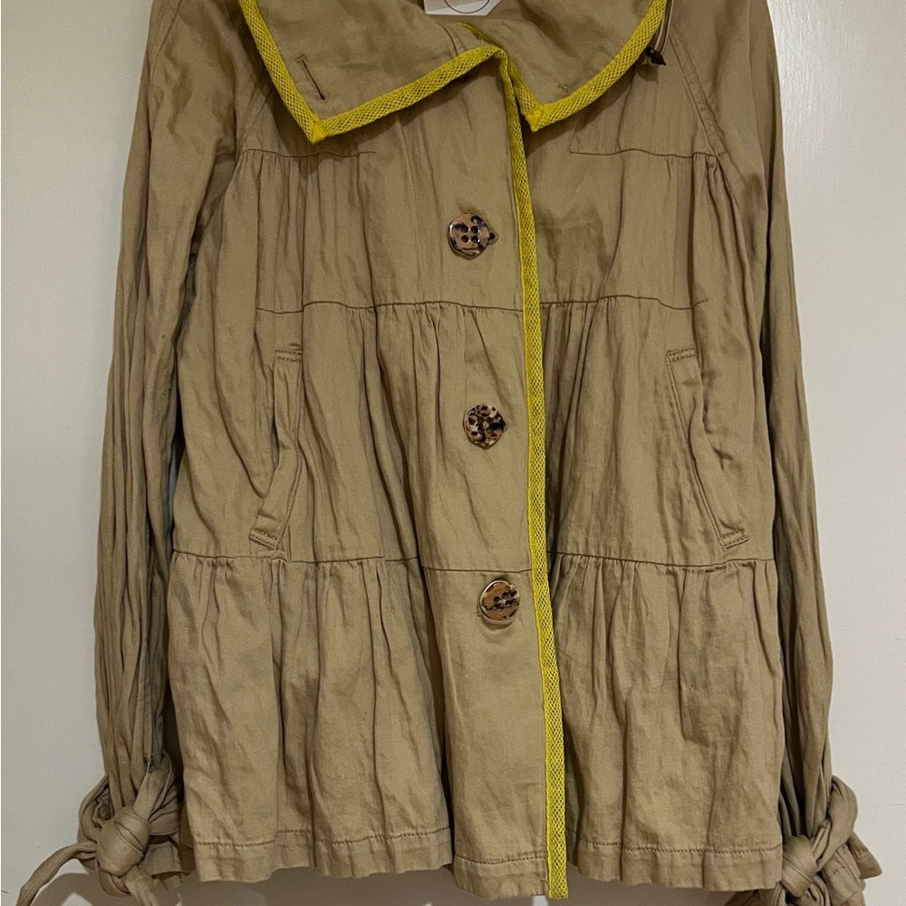 Tan Utility Jacket with Yellow Trim
